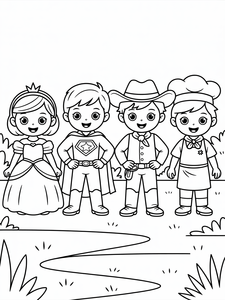 Fashionable outfits - Free Coloring Page