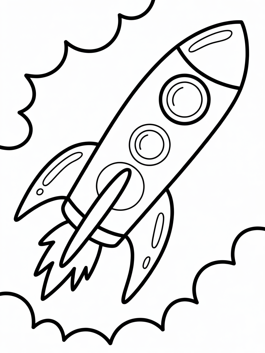 Rocket ship made of candy - Free Coloring Page