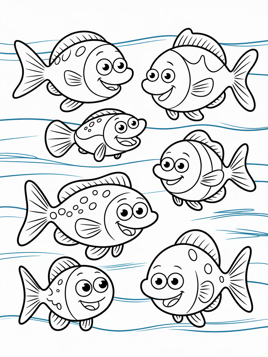 Fishes - Free Coloring Page