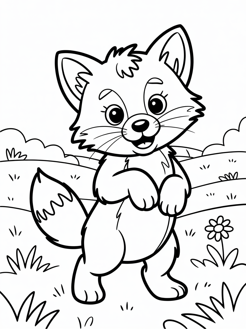 Red kid red fox - Free Coloring Page