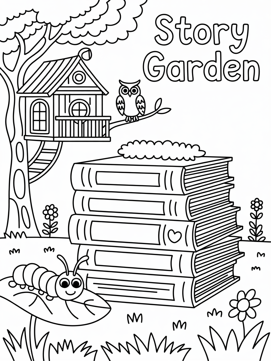 Story Garden - Free Coloring Page