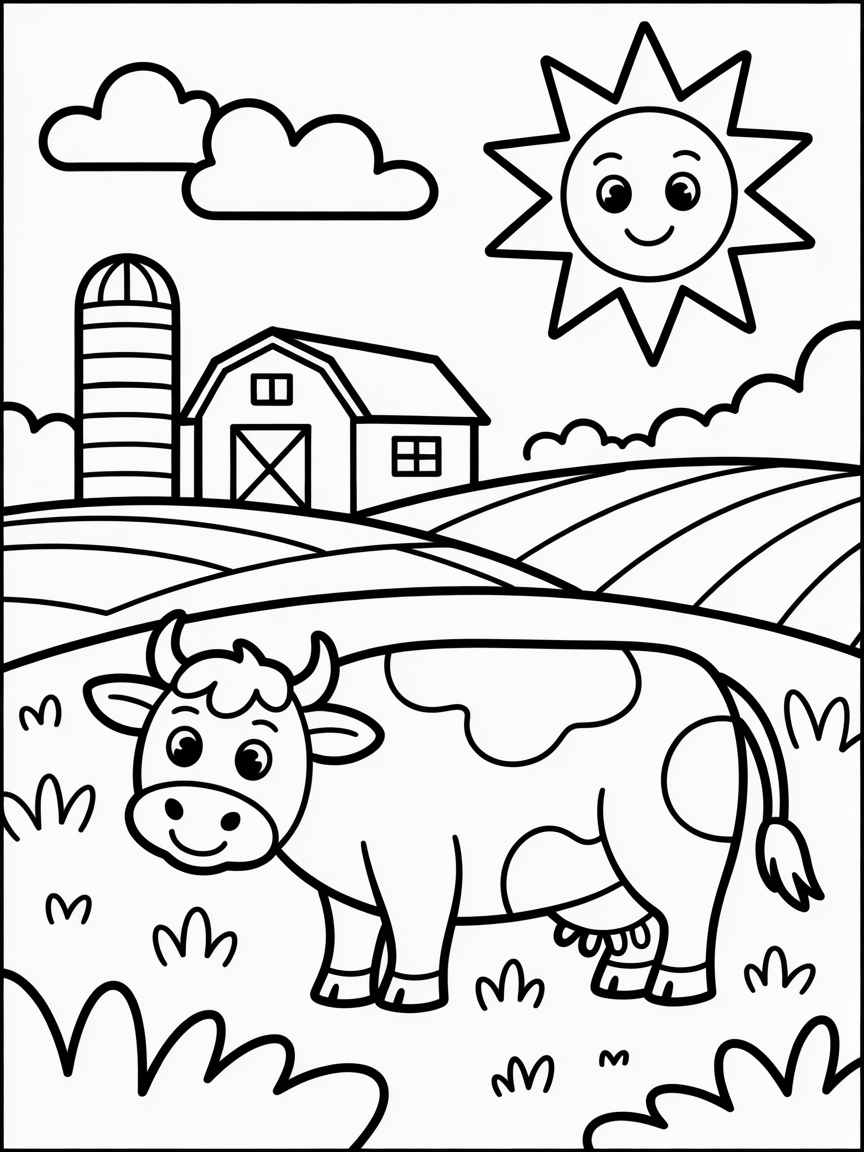 Country side - Free Coloring Page