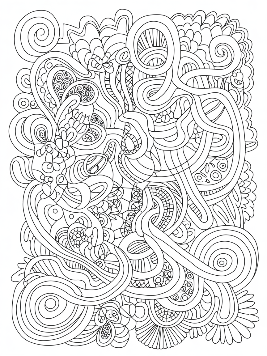 Doodle tangle - Free Coloring Page