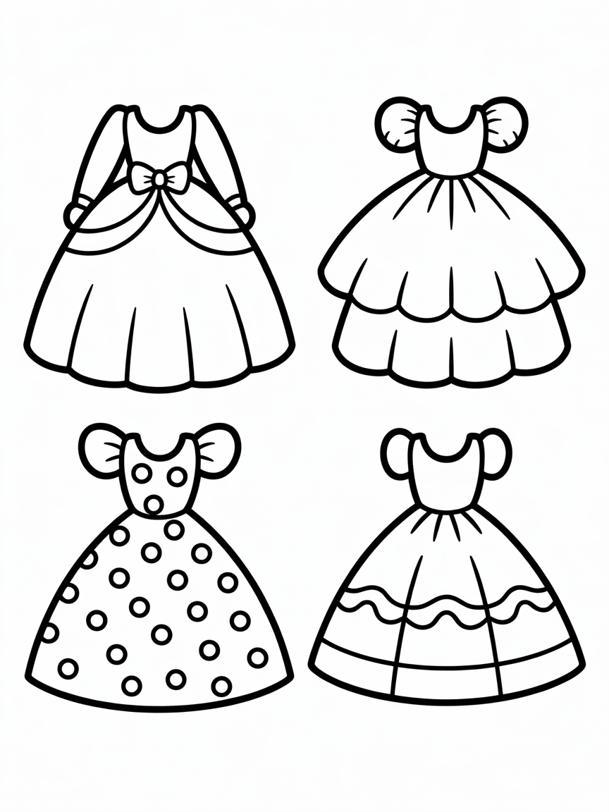 Fancy posh dresses - Free Coloring Page