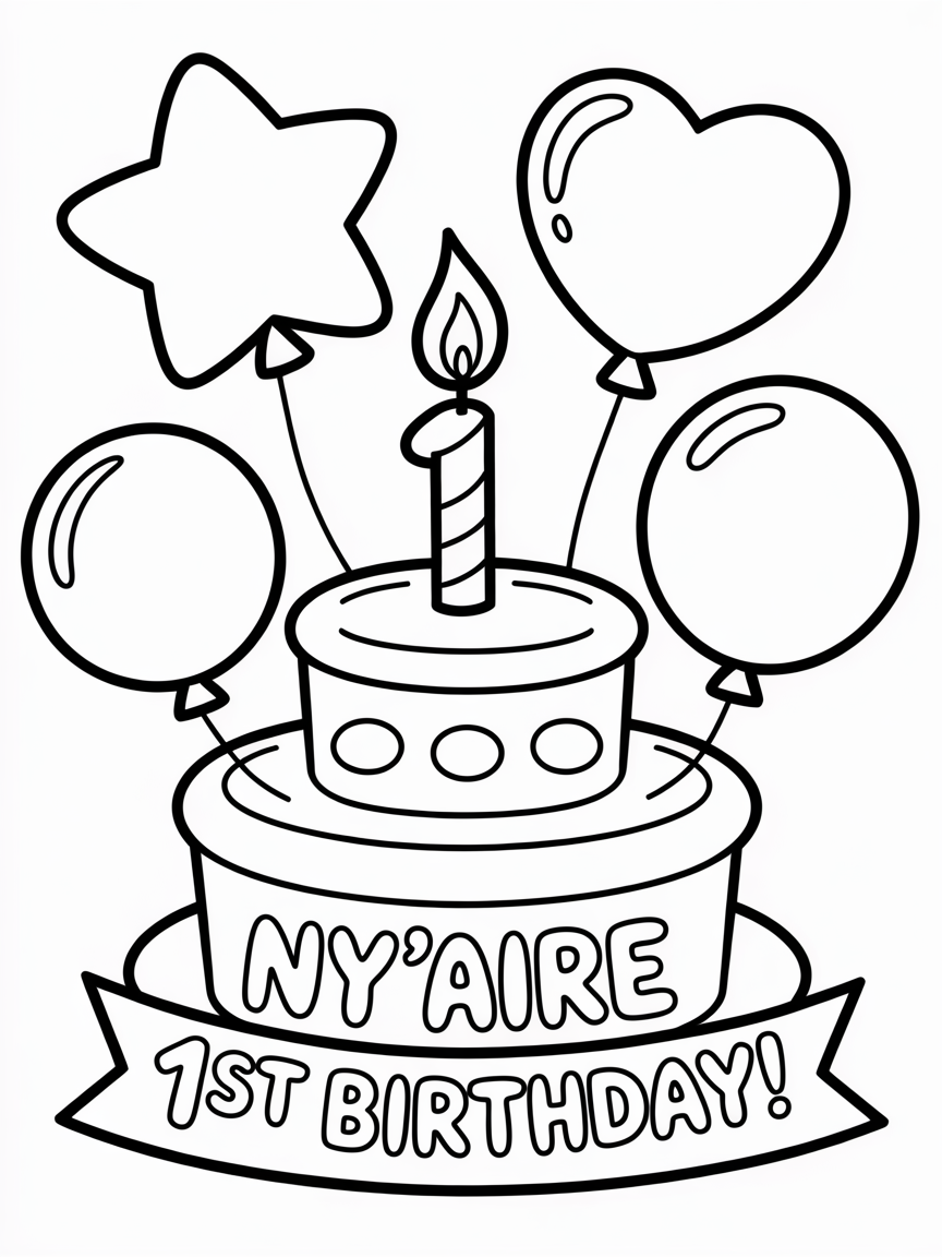 Ny'aire 1st birthday ! - Free Coloring Page