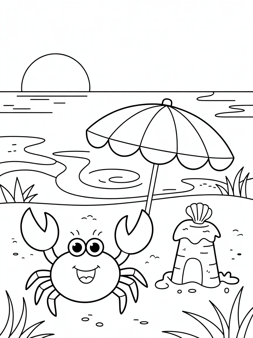 The beach in autumn - Free Coloring Page