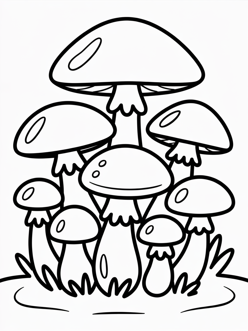 Realistic mushrooms - Free Coloring Page