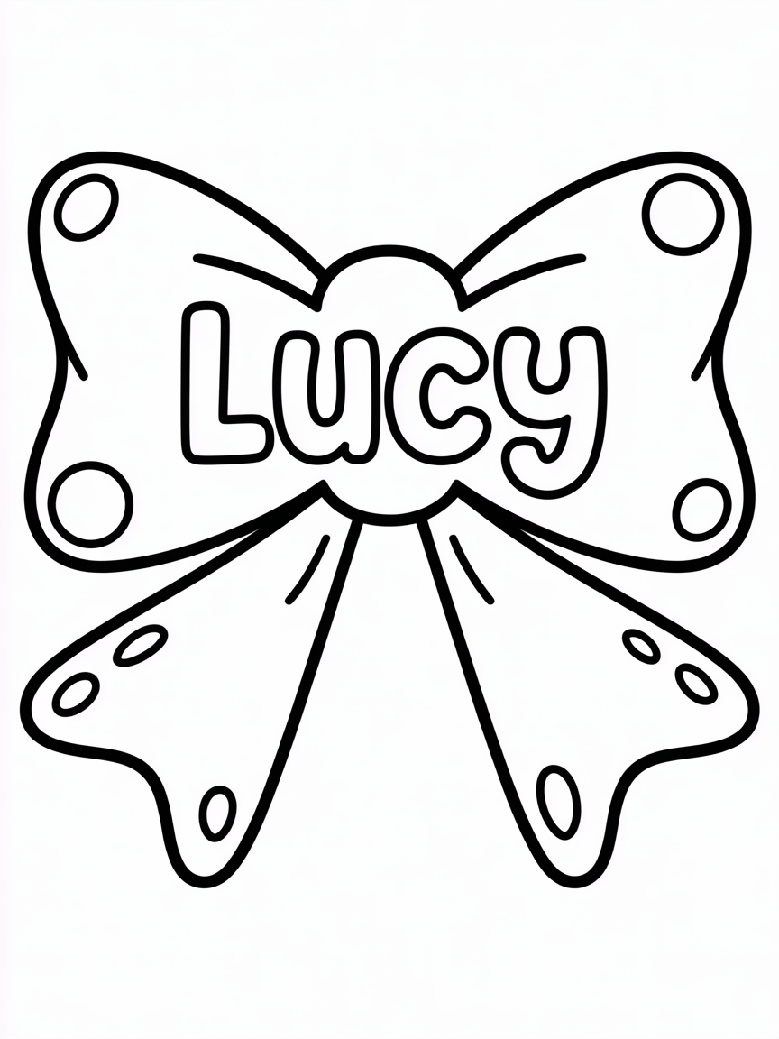 A preppy bow background with Lucy written on it - Free Coloring Page