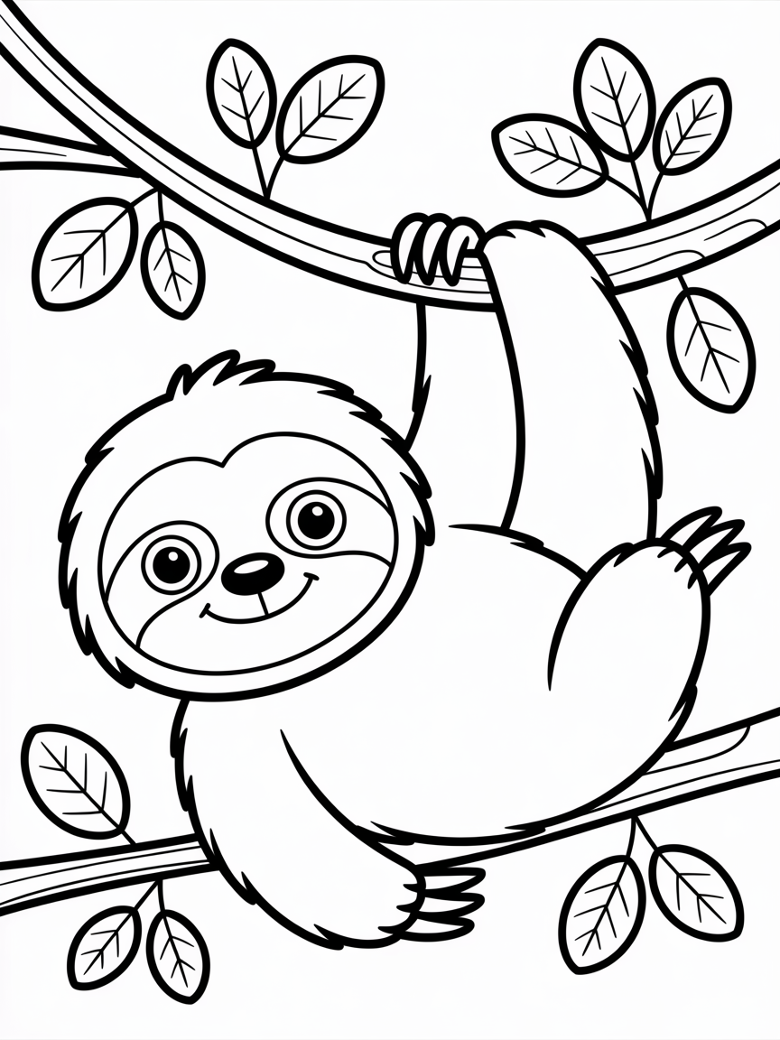 Sloth - Free Coloring Page