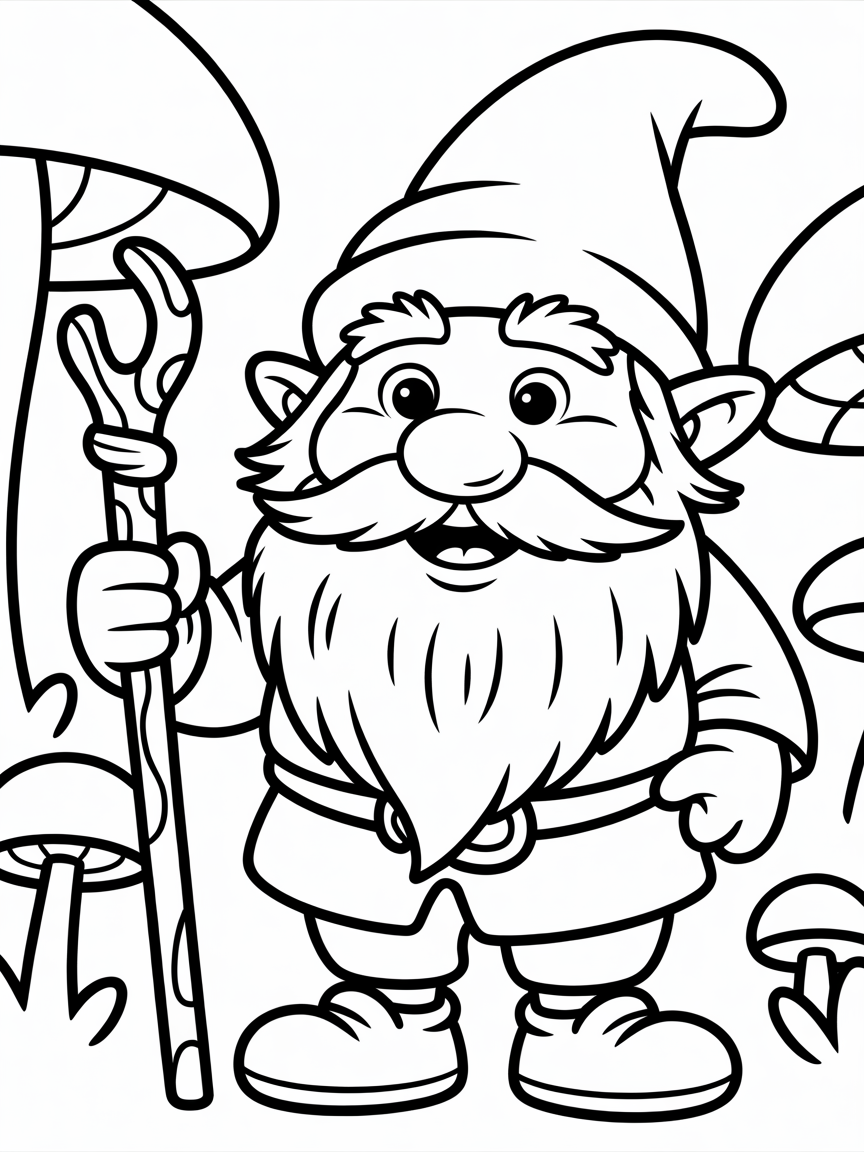 a colored old she gnom - Free Coloring Page