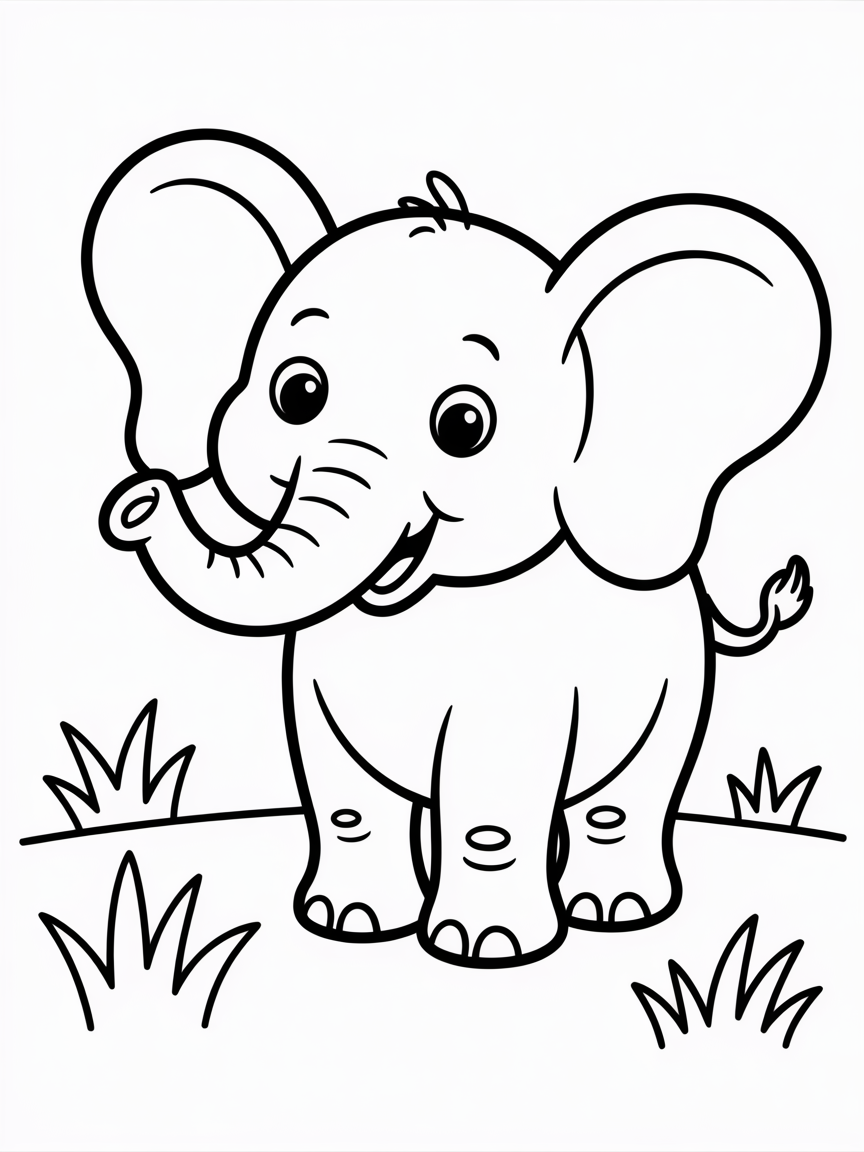 Blue elephant - Free Coloring Page