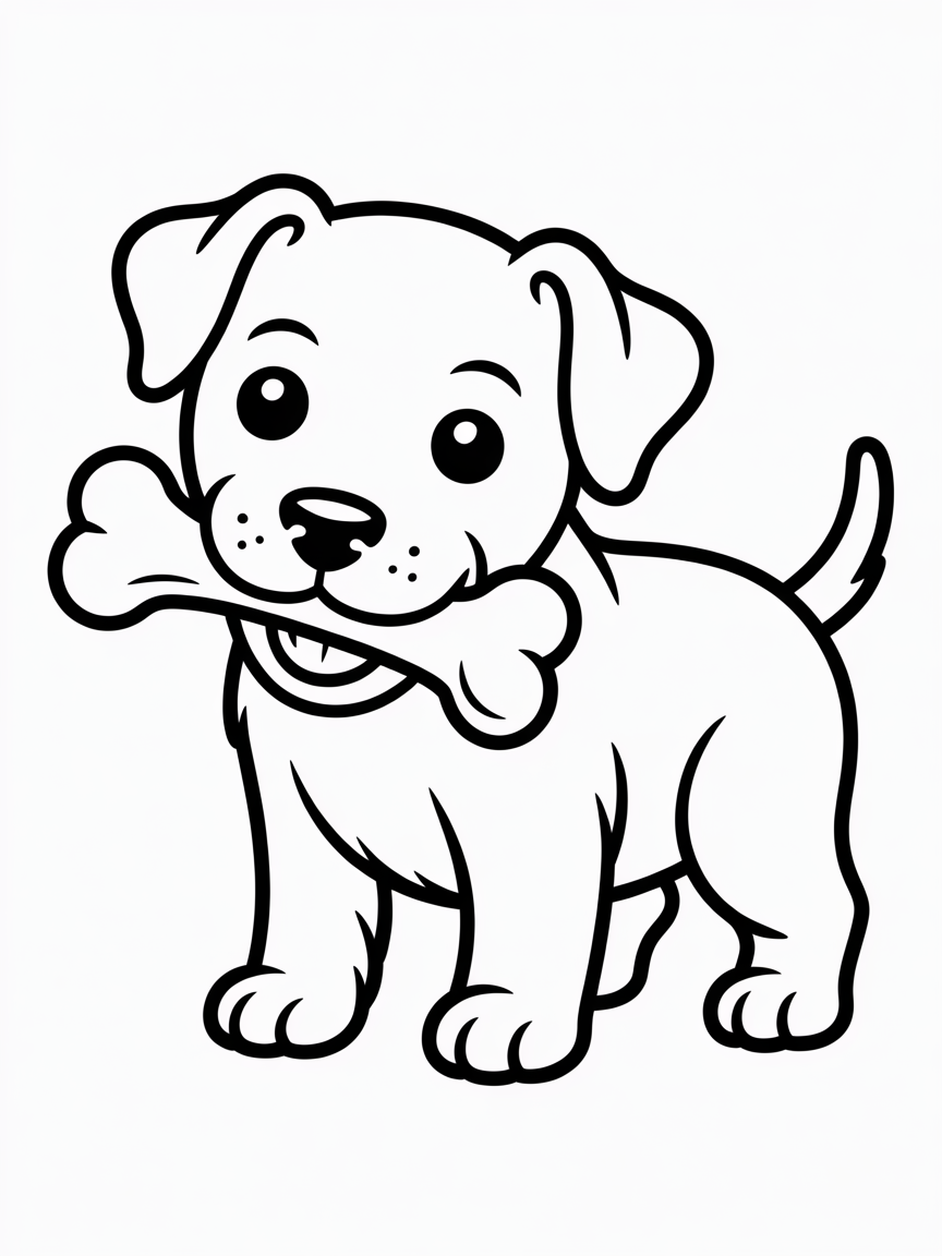 Patterdale dog chewing a bone - Free Coloring Page