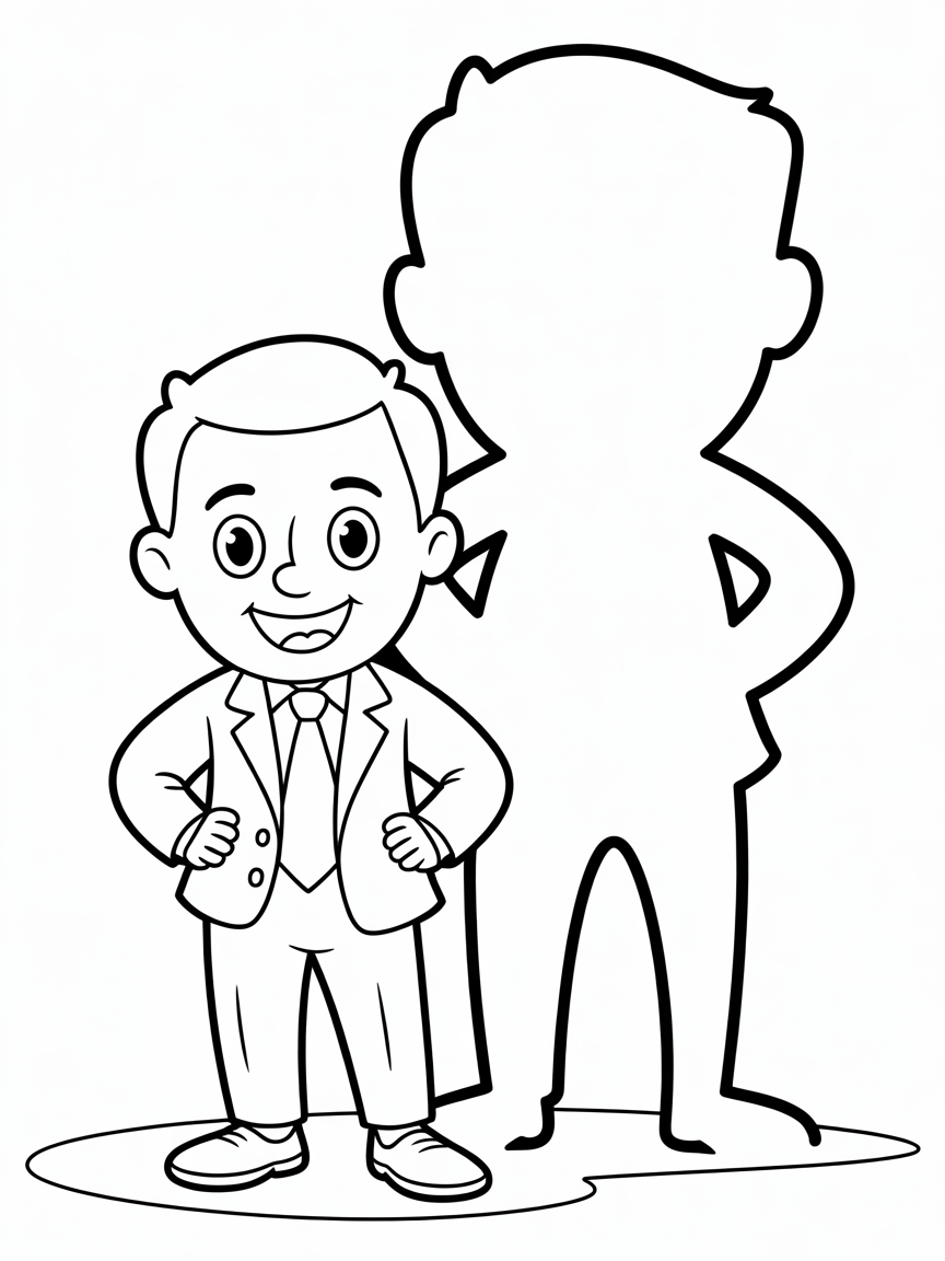 A man with a shadow - Free Coloring Page