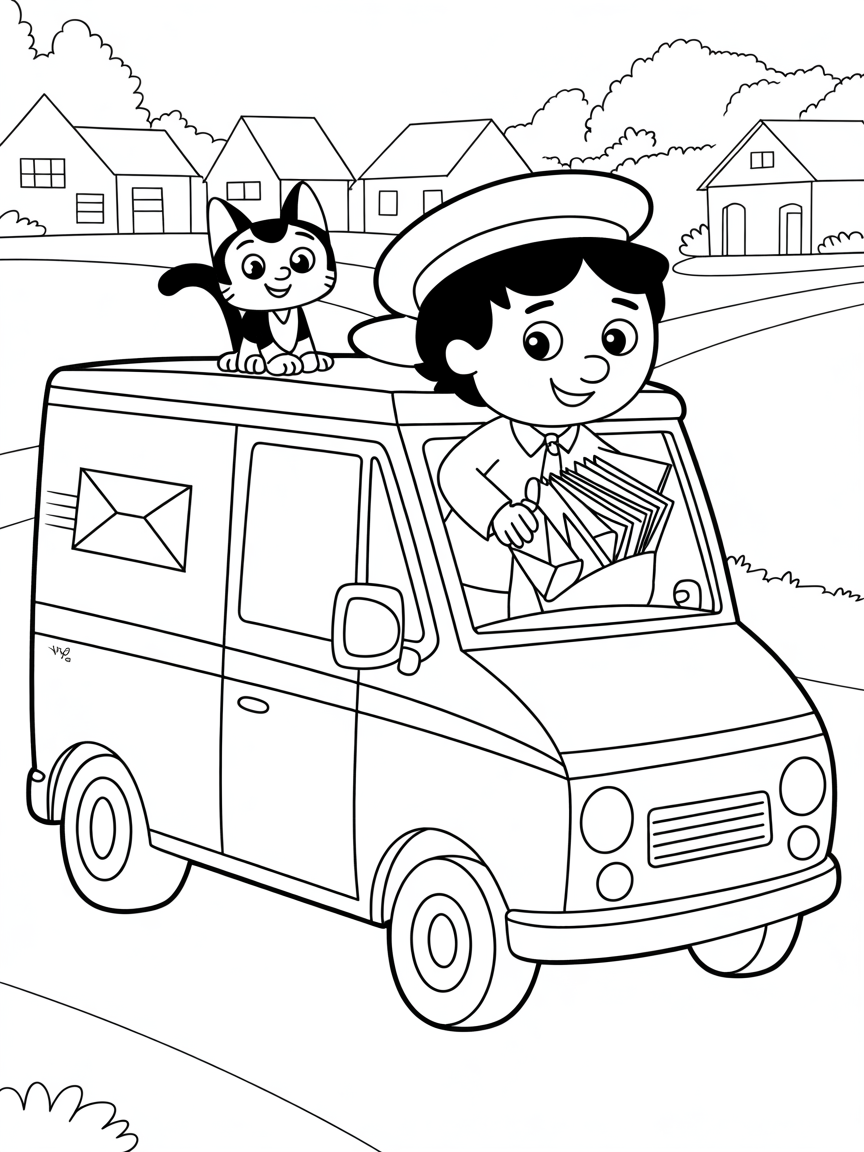 Postman pat - Free Coloring Page