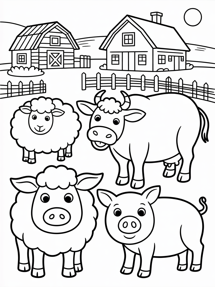 English farmyard - Free Coloring Page