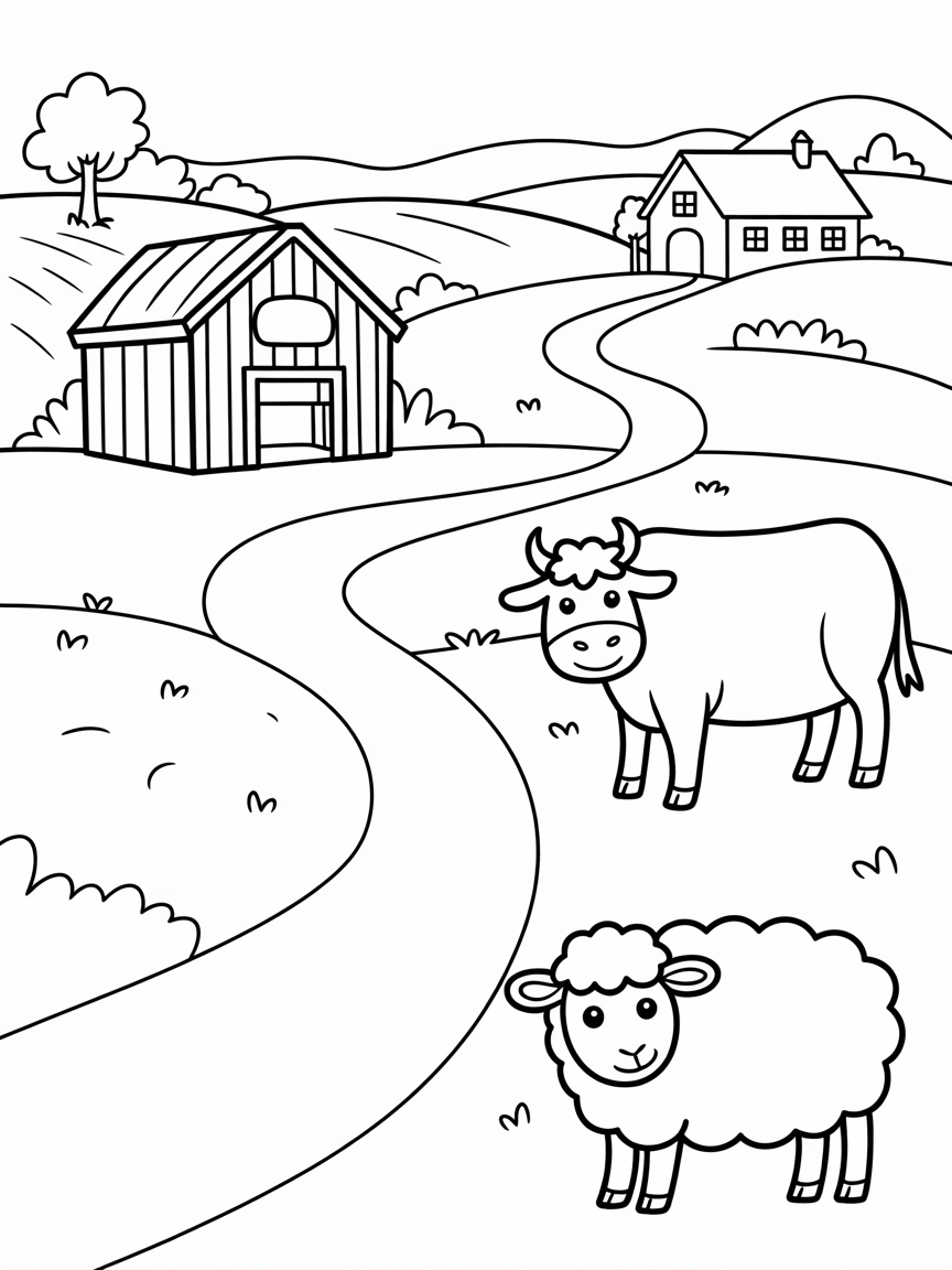 Countryside - Free Coloring Page