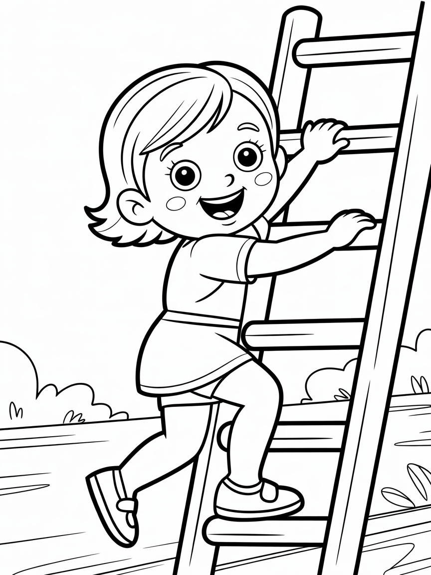 Girl on climbing - Free Coloring Page
