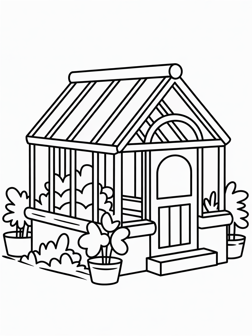 A miniature greenhouse - Free Coloring Page