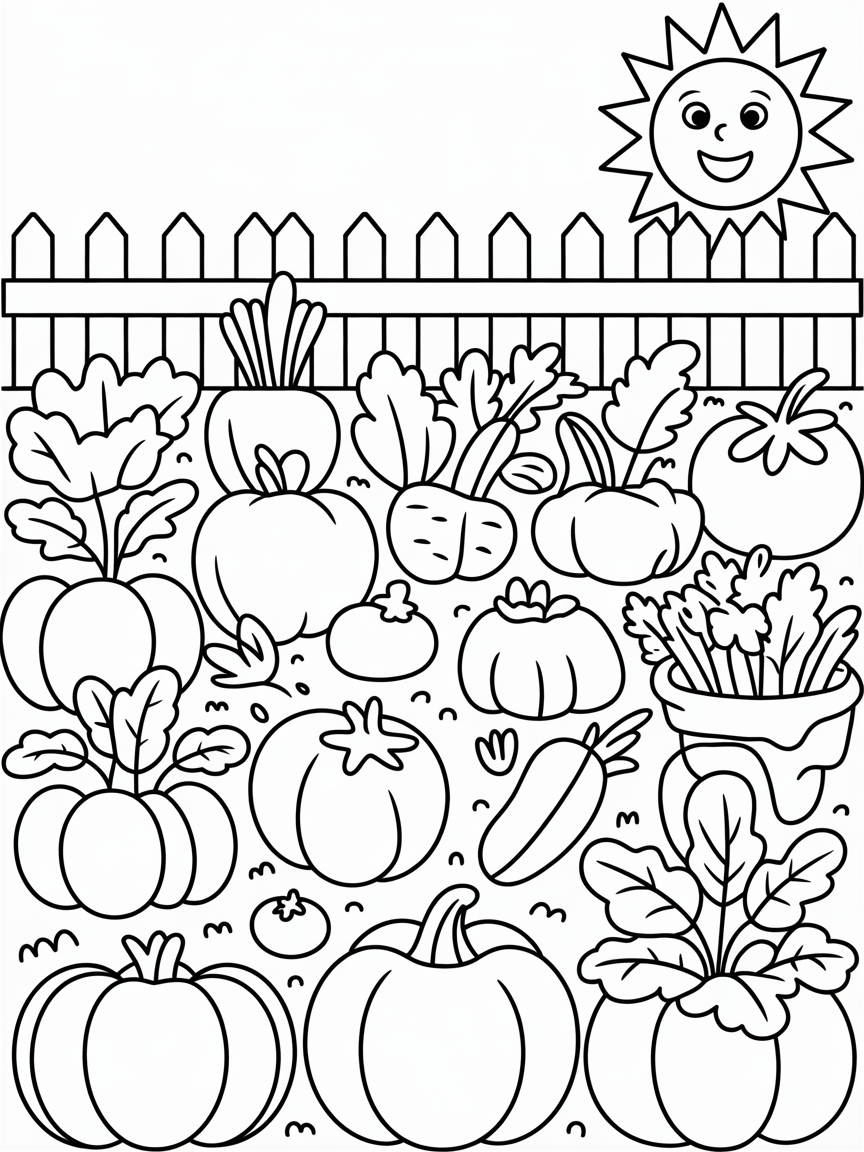 A vegetable patch - Free Coloring Page