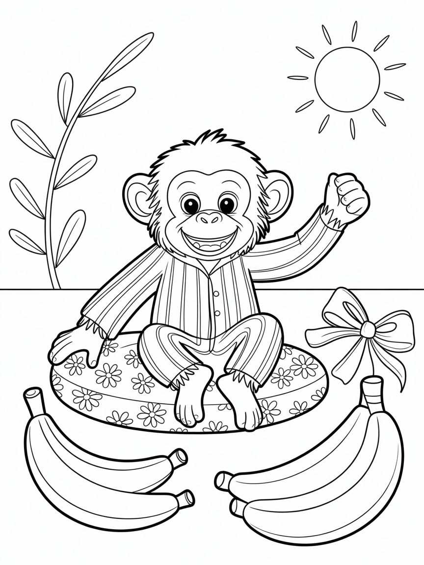 Pyjama became a chimpanzee - Free Coloring Page