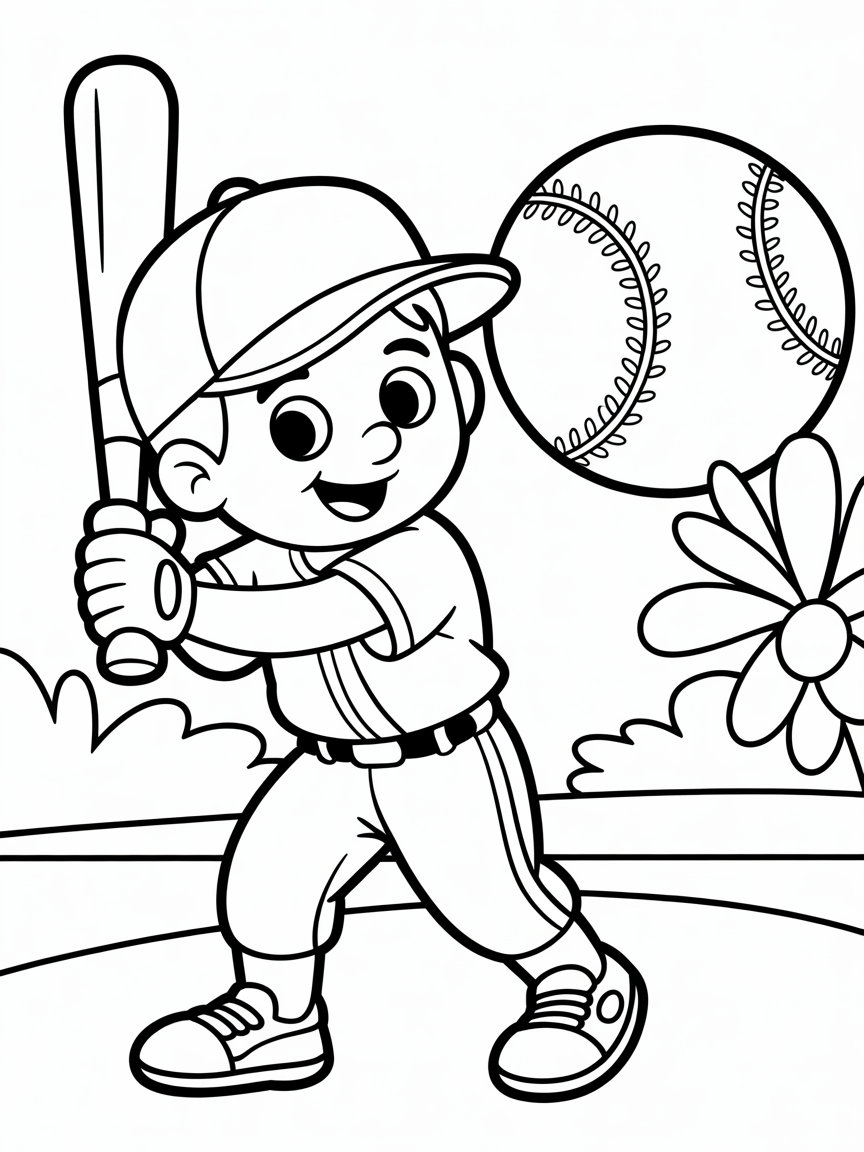 Baseball player - Free Coloring Page