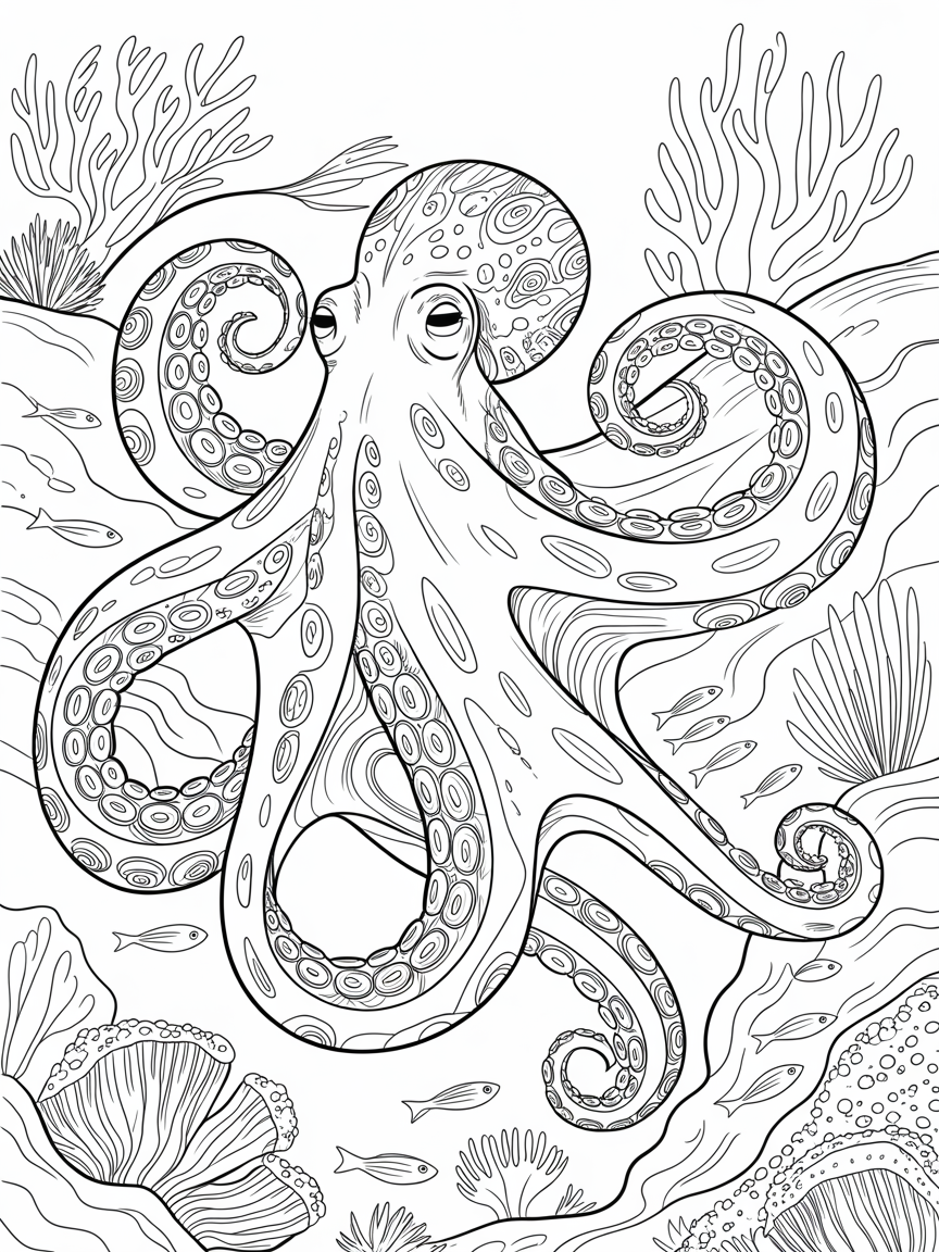 A octopus - Free Coloring Page