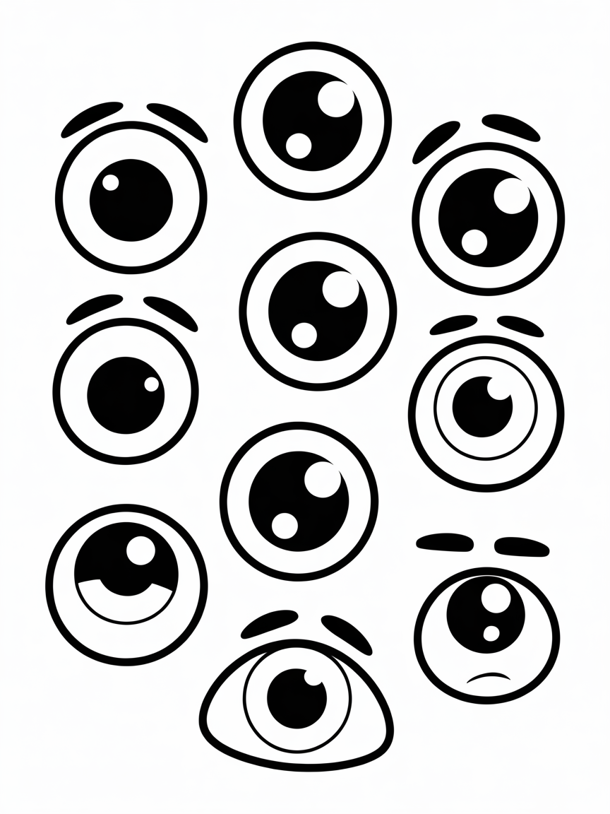 Eyes of all emotions - Free Coloring Page