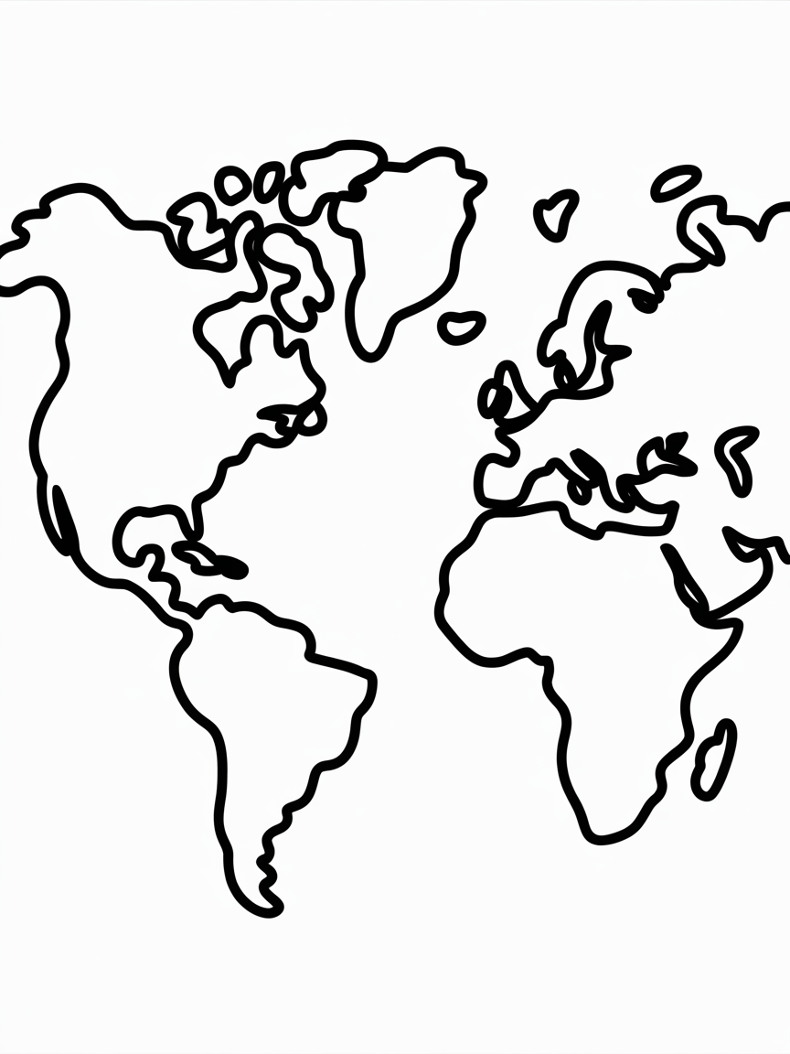 carte du monde - Free Coloring Page