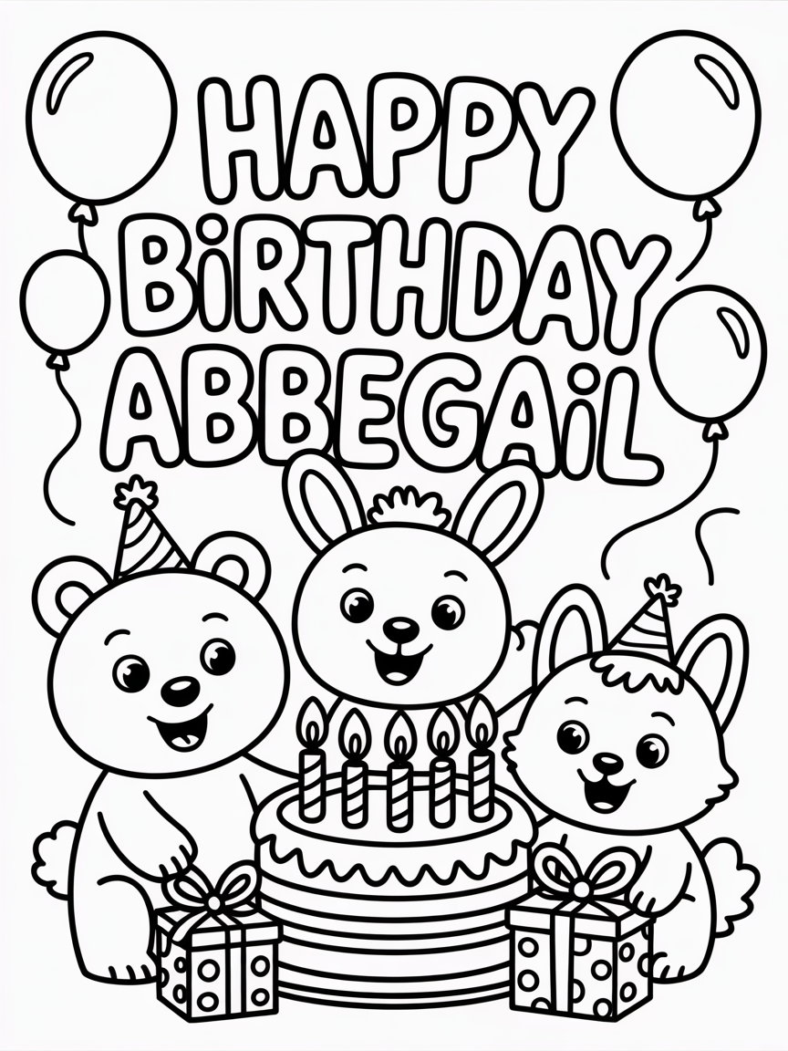 happy birthday abbegail - Free Coloring Page