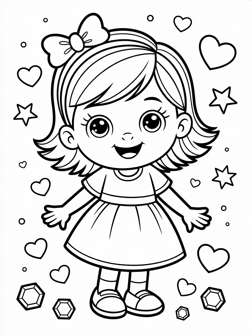create a cute coloring page for a girl named 