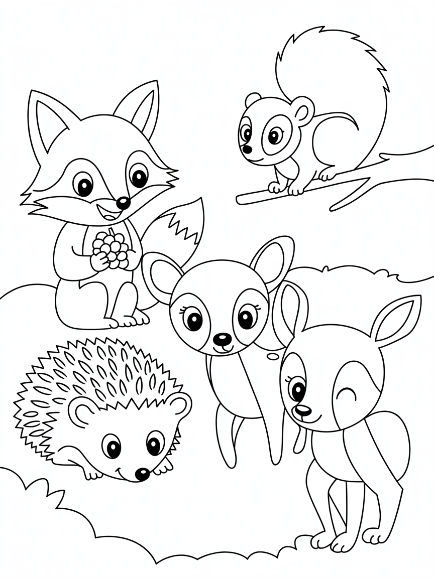 Forrest animals European - Free Coloring Page