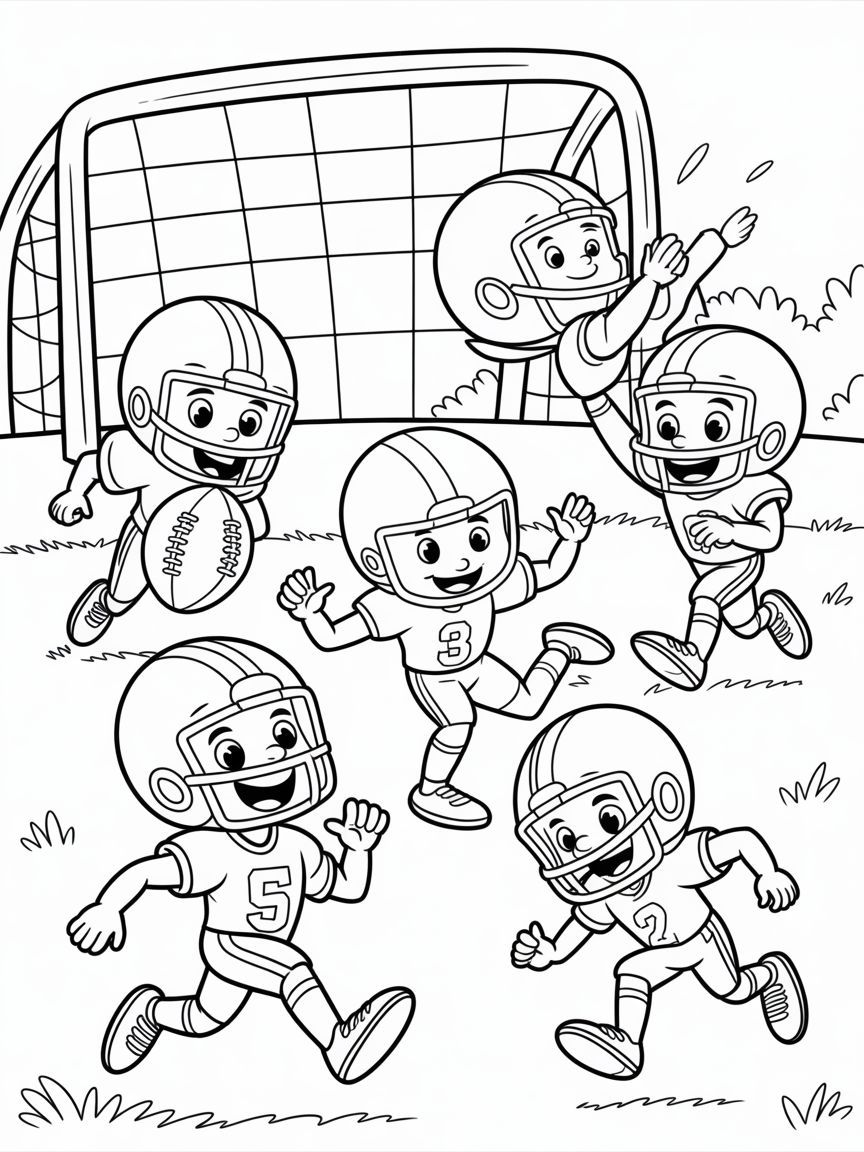 Football players - Free Coloring Page