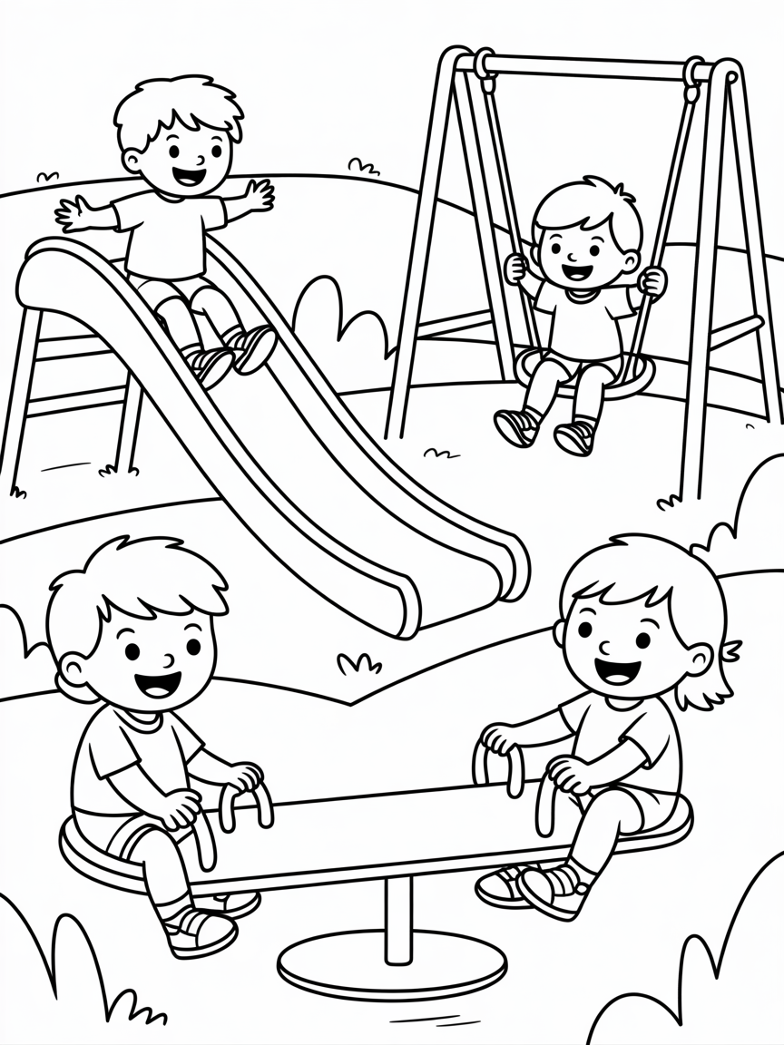 KIds Game day - Free Coloring Page