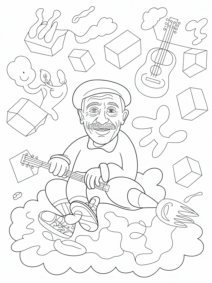 Picasso in a dreamland - Free Coloring Page