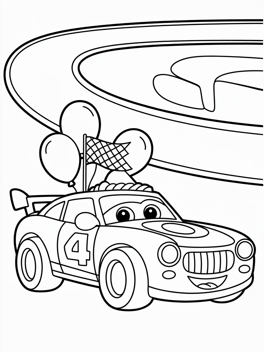 4th birthday hotwheels race car themed - Free Coloring Page