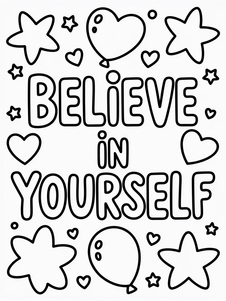 inspiring quote with border - Free Coloring Page