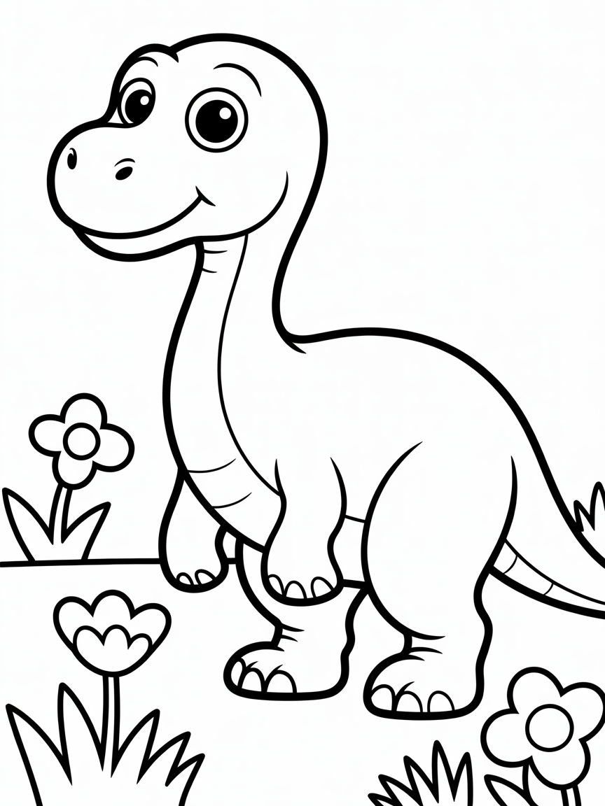 dinosaur coloring page. Same style as the cozy friends on amazon - Free Coloring Page