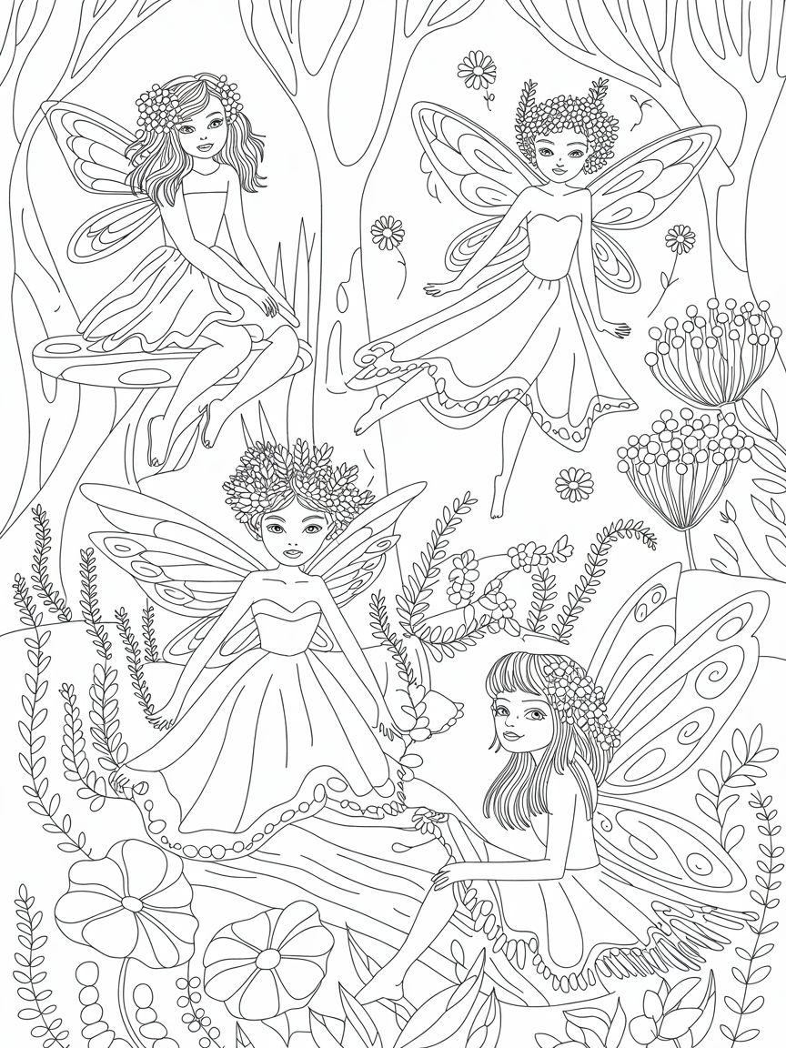 Faires - Free Coloring Page