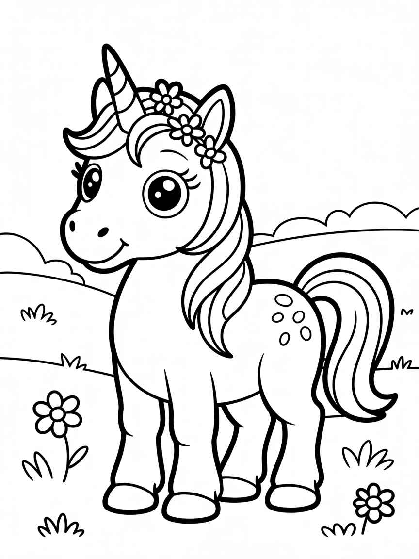 Unicorn Isabelle - Free Coloring Page