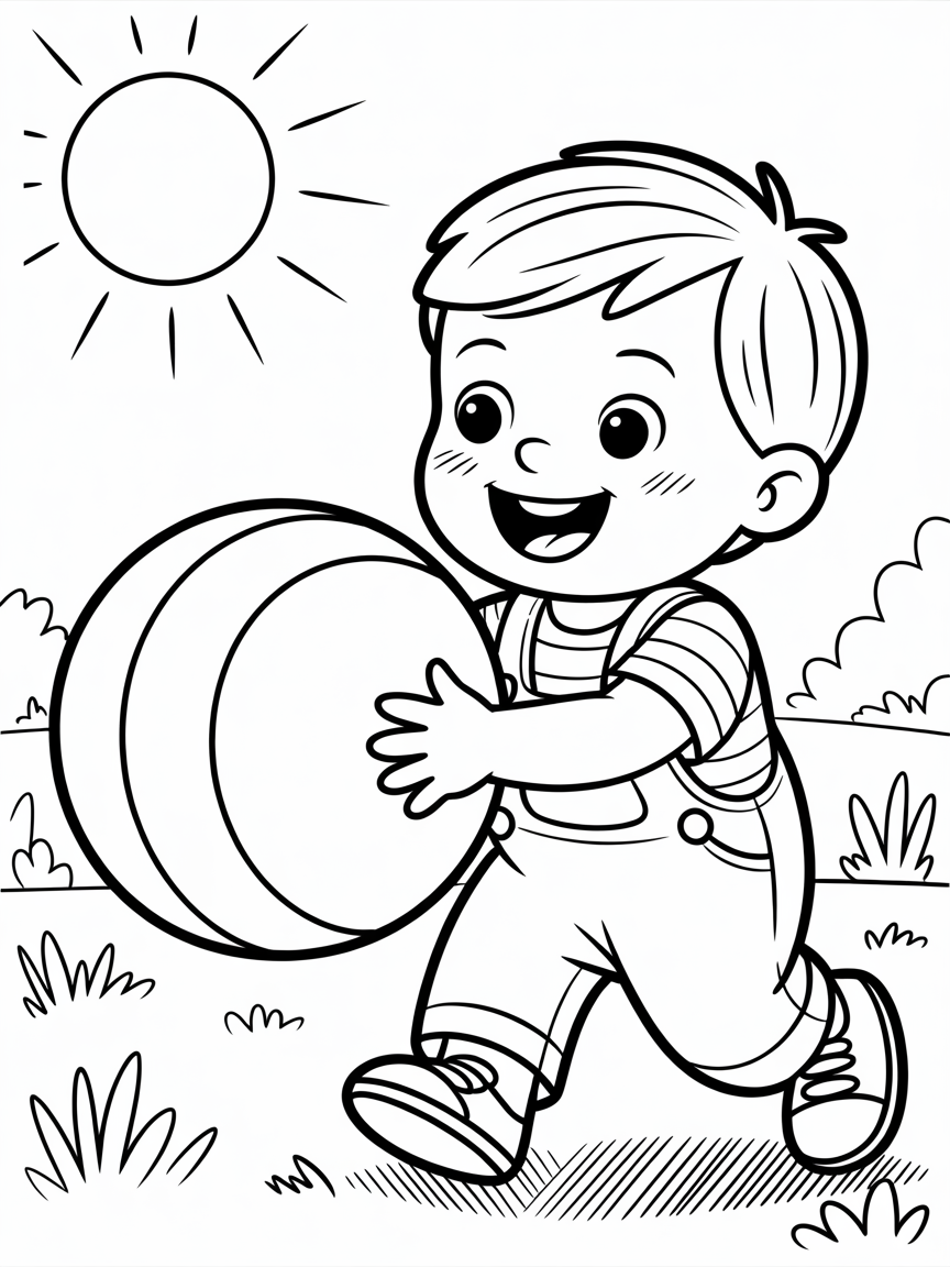 A child playing - Free Coloring Page
