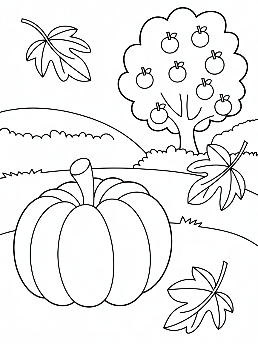 Autumn - Free Coloring Page