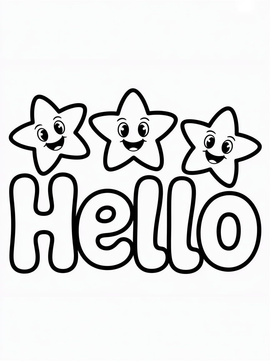 Hello - Free Coloring Page