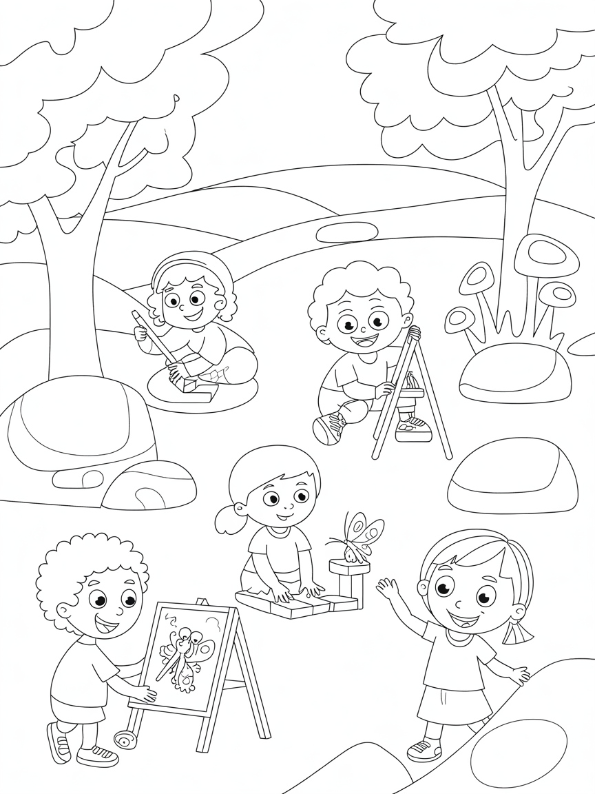 Forest school - Free Coloring Page