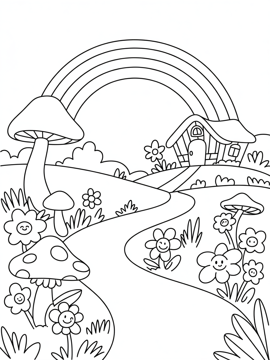 Fairyland - Free Coloring Page