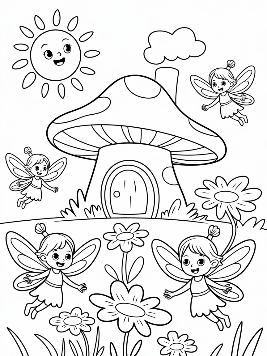 Fairyland - Free Coloring Page