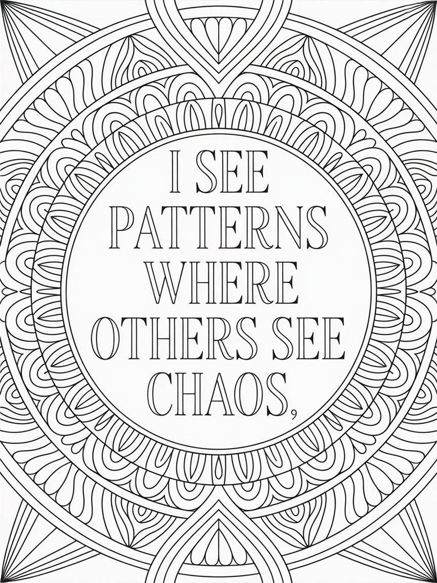 happy coloring page with a quote in the middle 