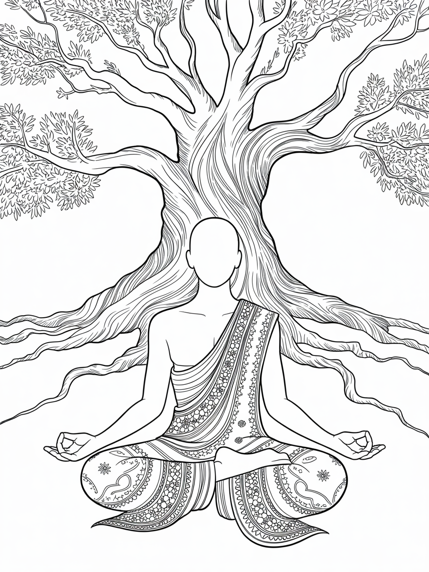 Connected to earth and cosmos - Free Coloring Page