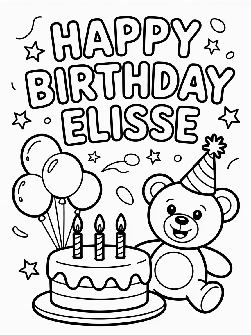 create a birthday coloring page with message 