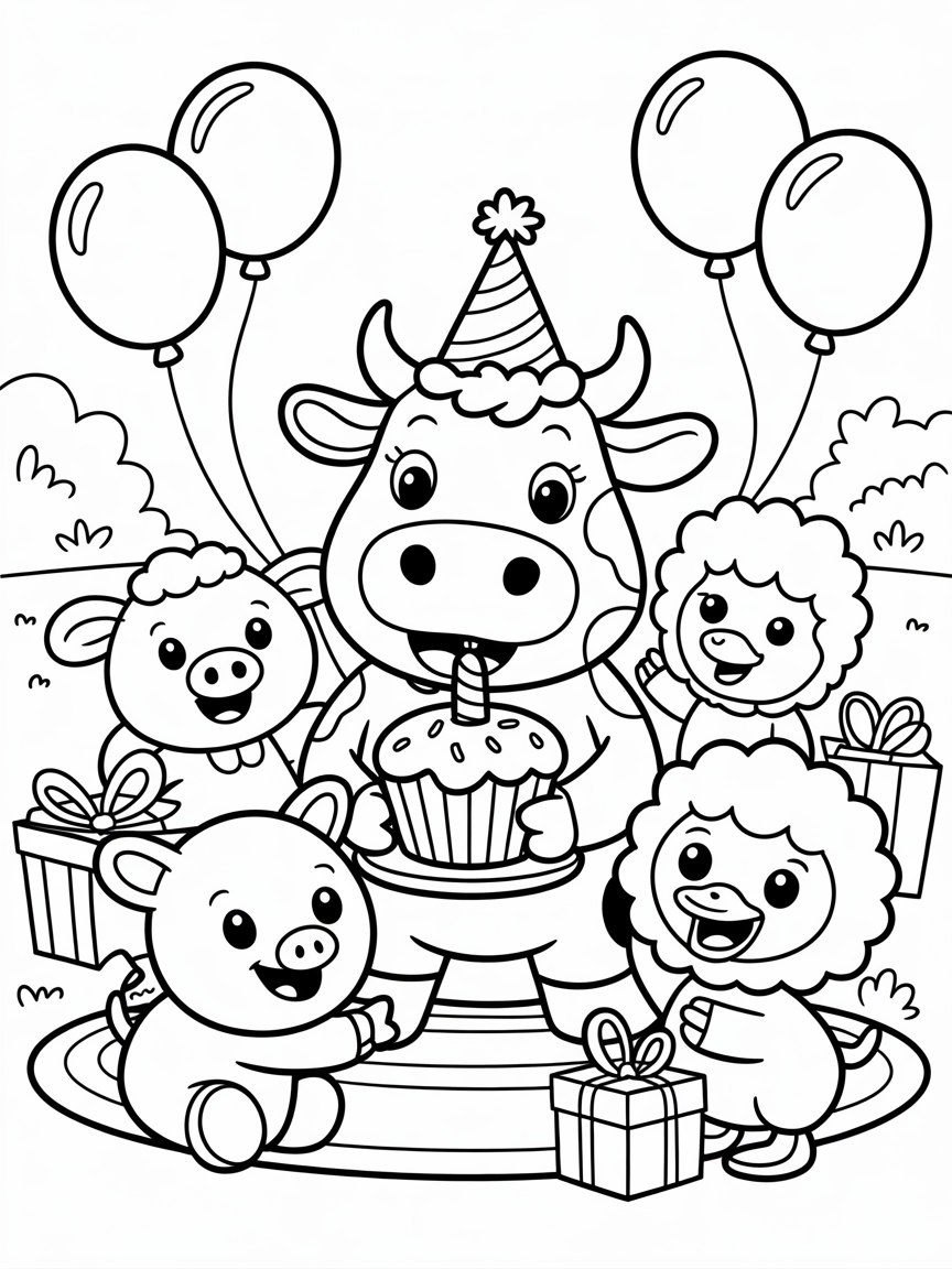 Maggie Moo birthday party - Free Coloring Page