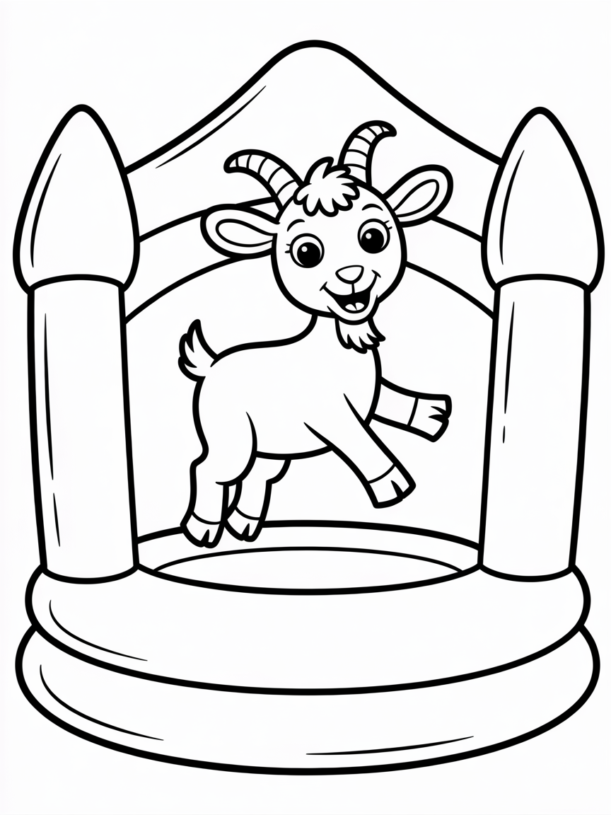Bouncy castle goat - Free Coloring Page